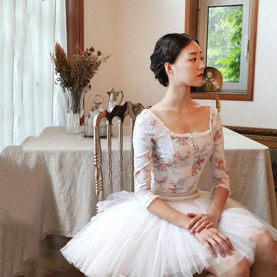 Girls White Floral Ballet Onesies