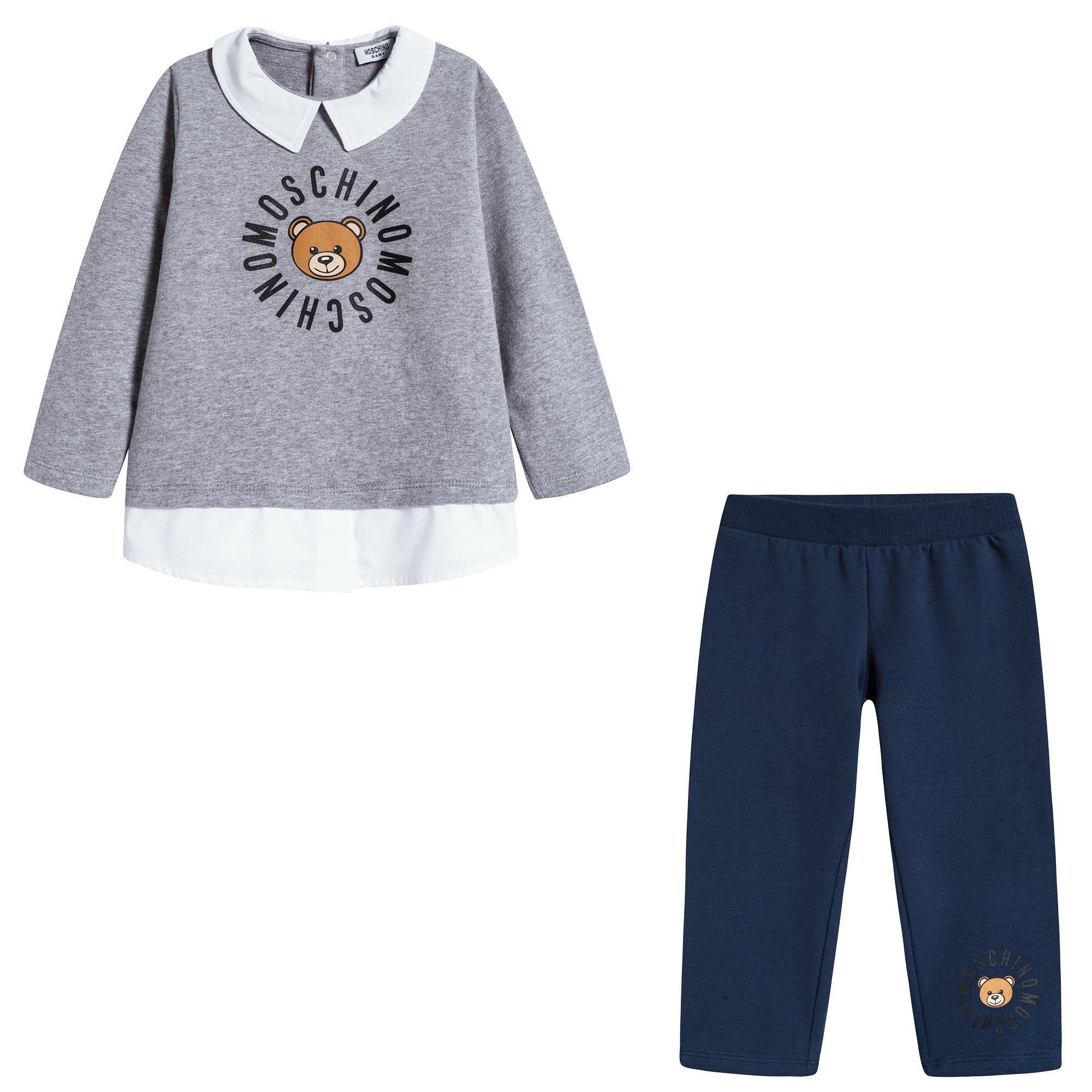 Baby Boys Grey & Blue Cotton Set