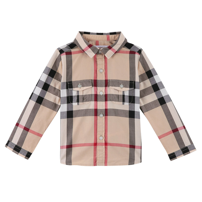 Baby Boys Multicolor Classic Check Long Sleeve Cotton Shirt - CÉMAROSE | Children's Fashion Store - 1