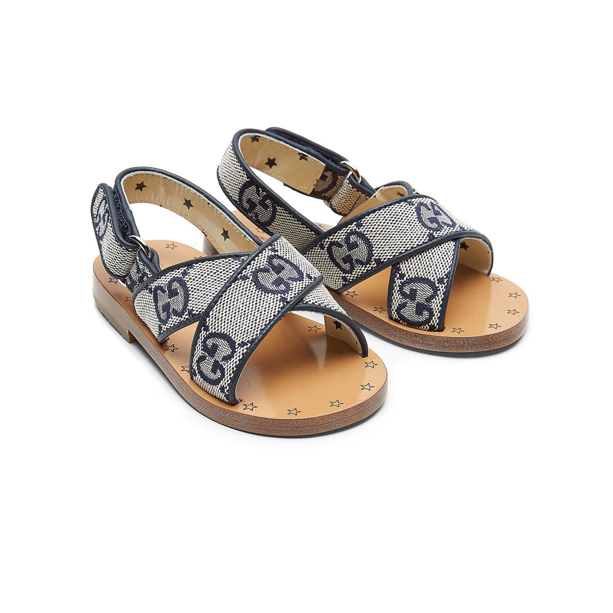 Baby Girls Blue GG Leather Sandals