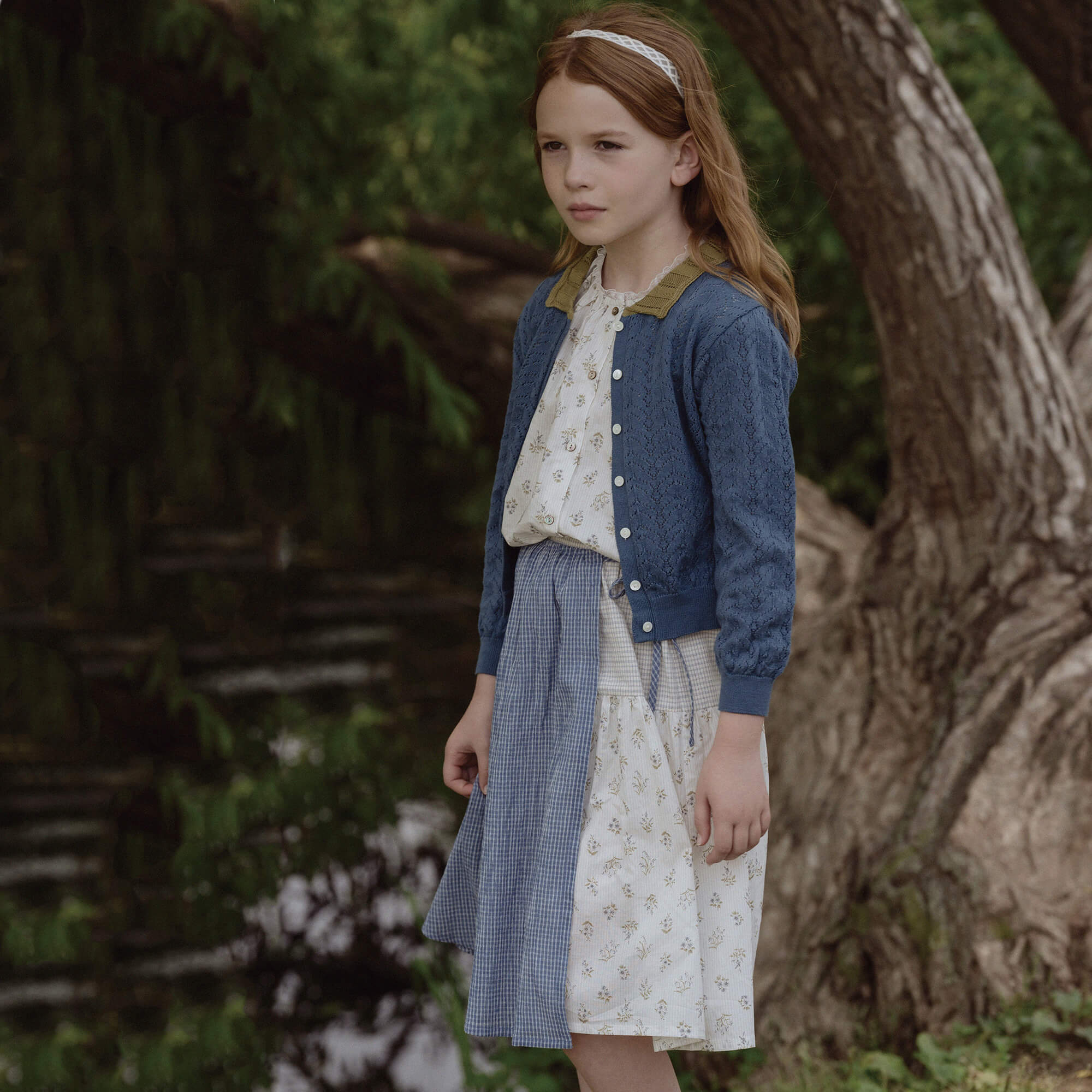 Girls Blue Knit Cardigan