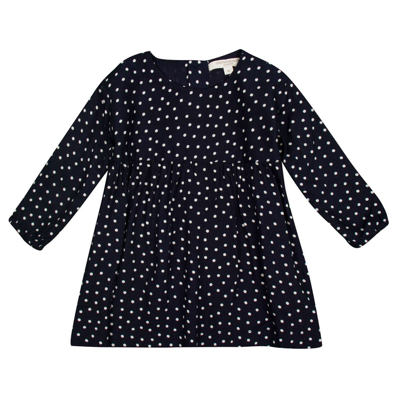 Girls Navy Blue Spot Printed Dress - CÉMAROSE | Children's Fashion Store - 1