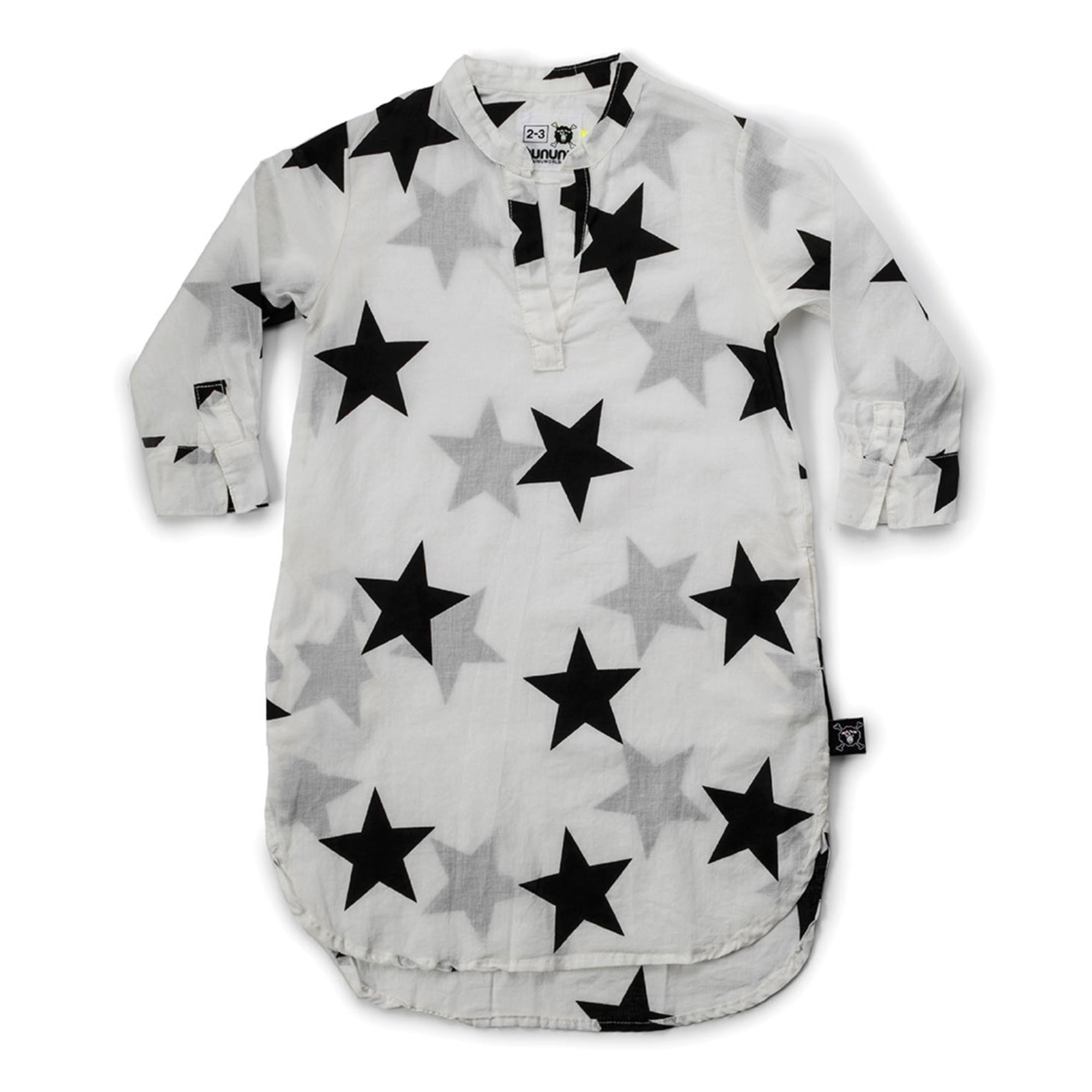 Girls White Star Printed Cotton Dress