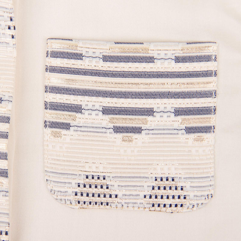 Girls White Embroidered Stripe Pockets Cotton Blouse - CÉMAROSE | Children's Fashion Store - 4