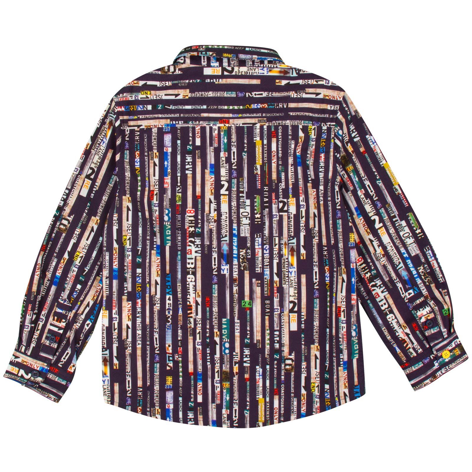Boys Navy Blue Multicolor Signature Printed Stripe Shirt - CÉMAROSE | Children's Fashion Store - 2