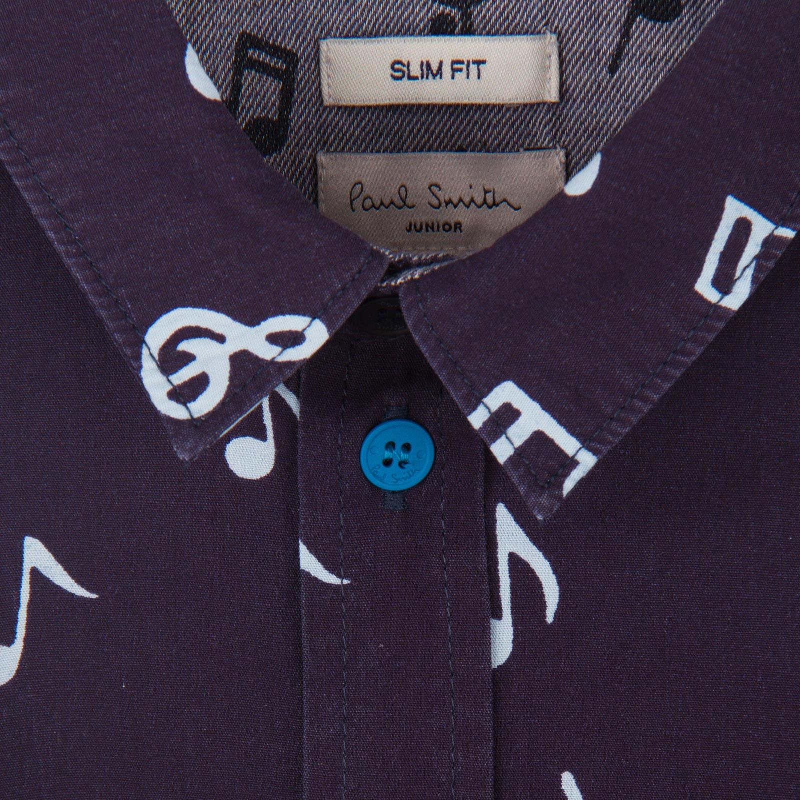 Boys Navy Blue Musical Notes Chambray Cotton Shirt - CÉMAROSE | Children's Fashion Store - 4