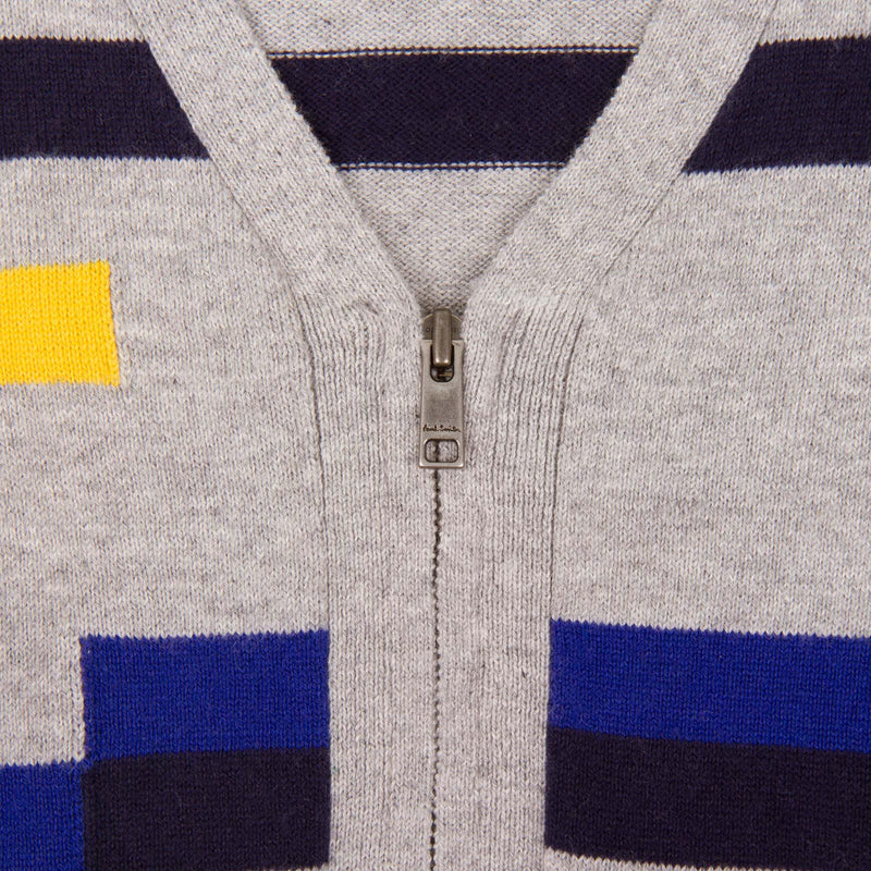Baby Boys Grey Colour Block Knitted Cardigan - CÉMAROSE | Children's Fashion Store - 3