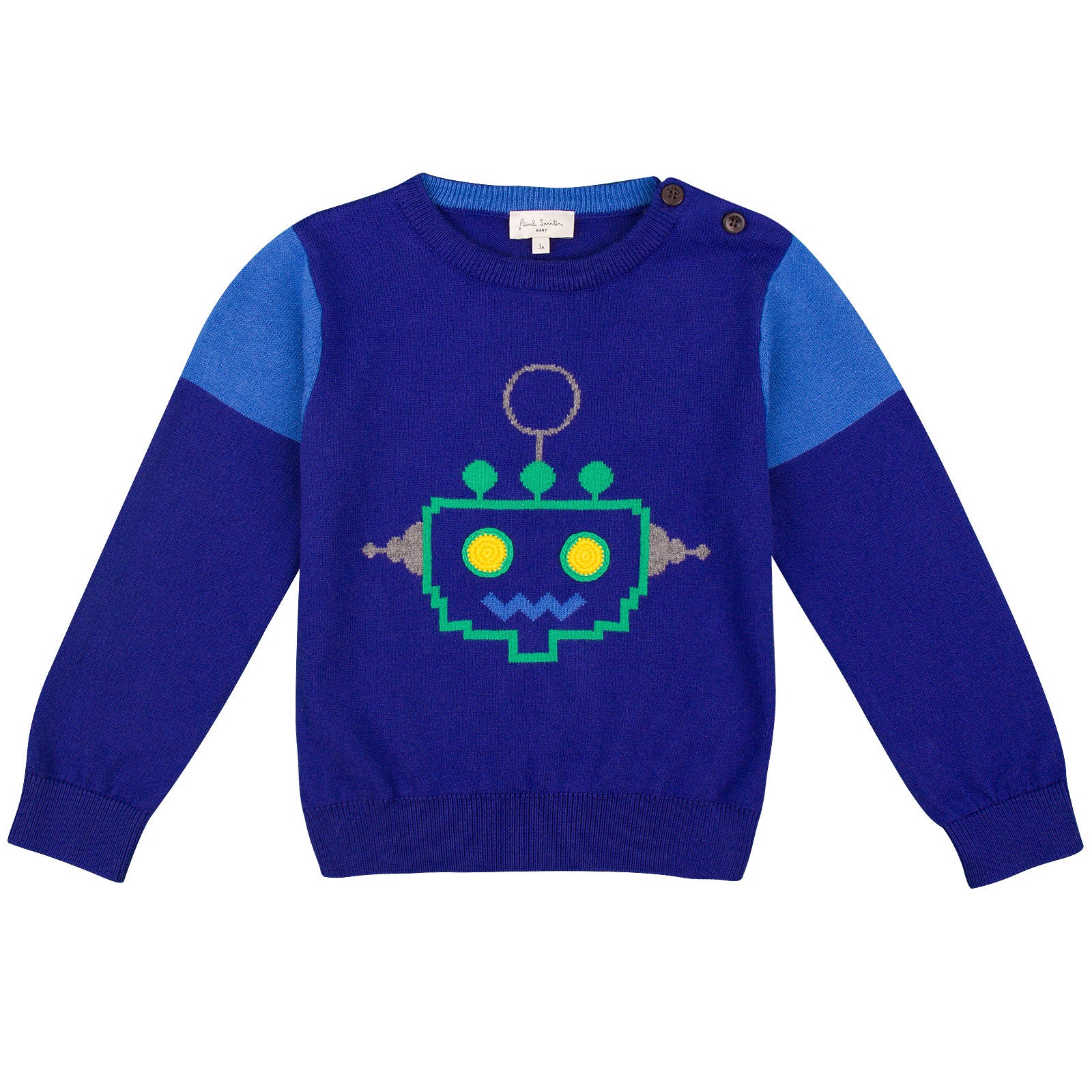 Baby Boys Regatta Blue Embroidered  Robot Sweater - CÉMAROSE | Children's Fashion Store - 1
