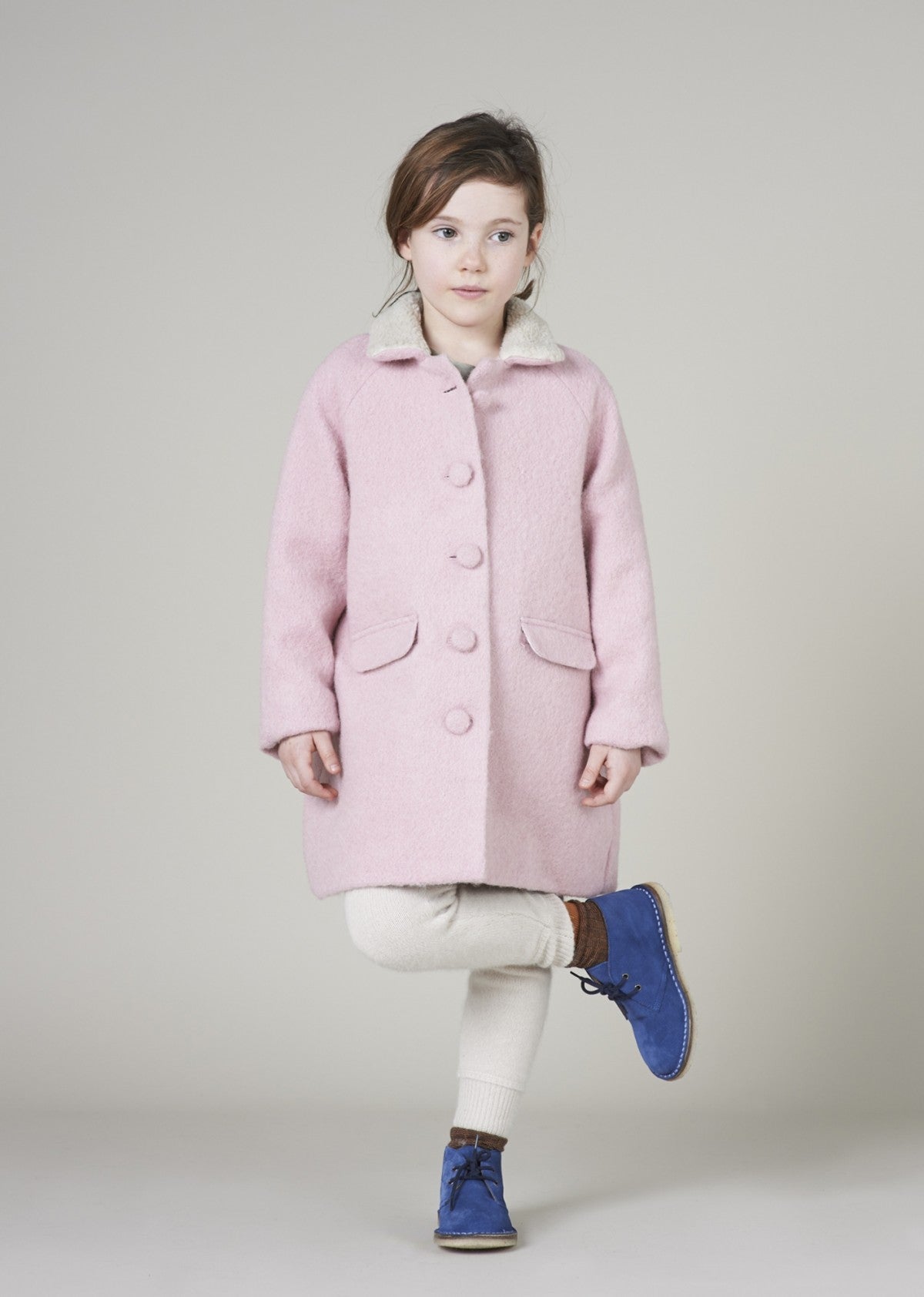 Girls Pale Pink Woven Coat