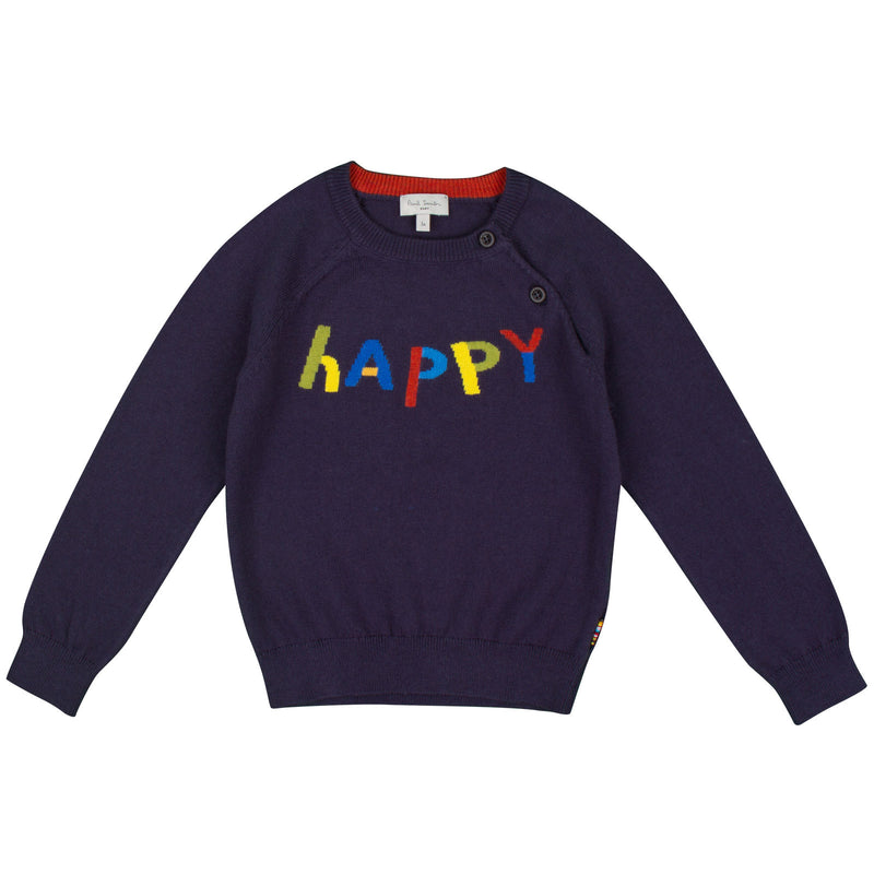 Baby Boys Navy Blue Embroidered Logo Sweater - CÉMAROSE | Children's Fashion Store - 1