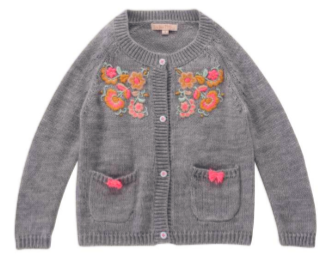 Girls Light Grey Acrylic Cardigan