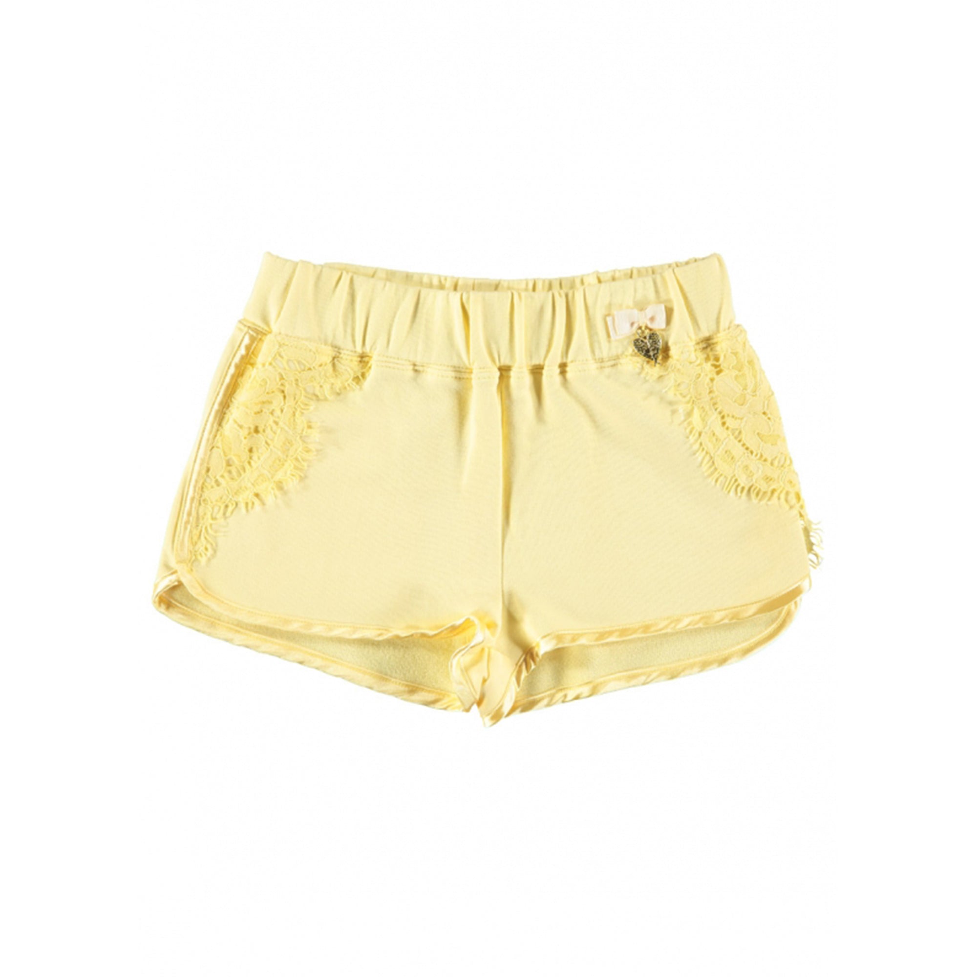 Girls Yellow Cotton Knitted Short