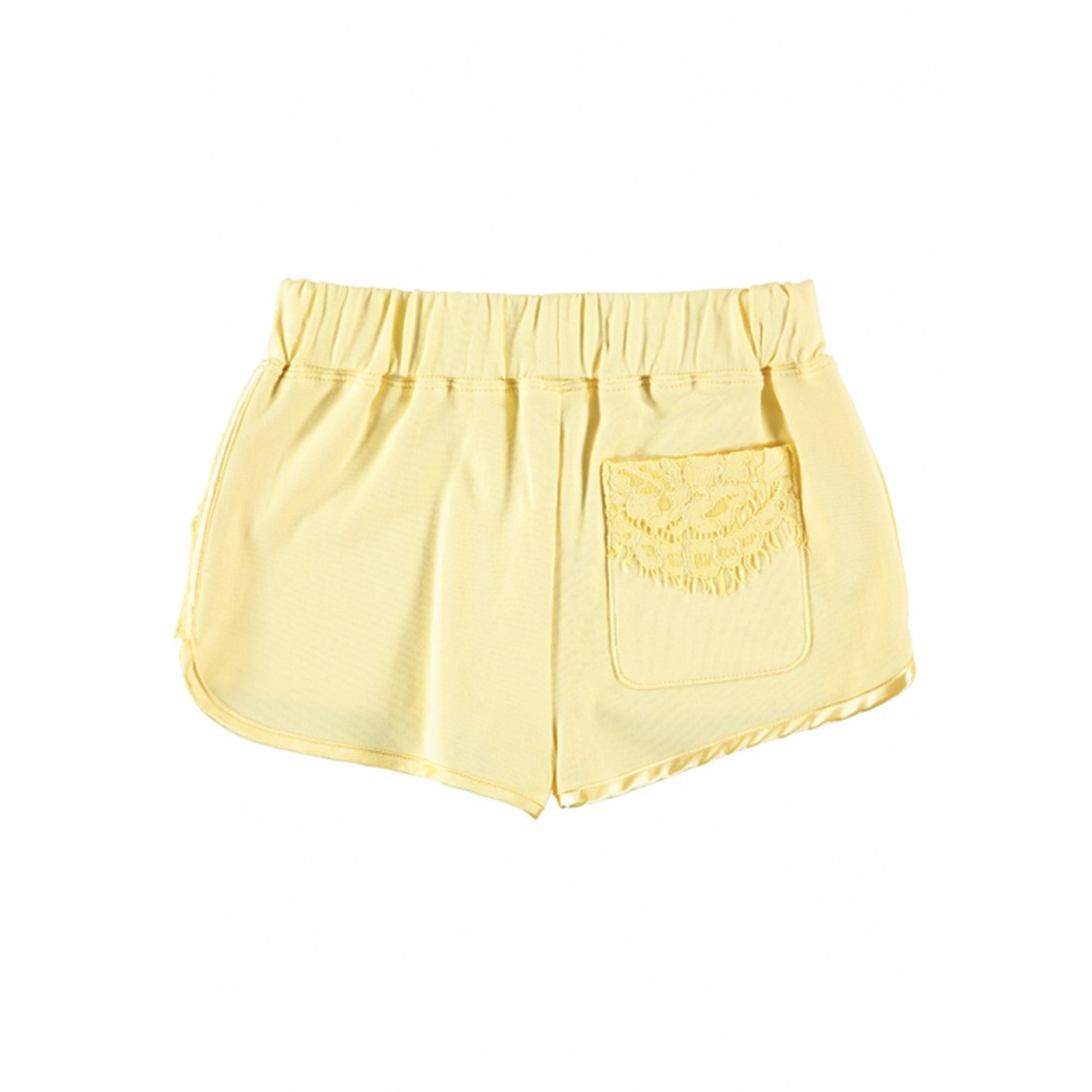 Girls Yellow Cotton Knitted Short