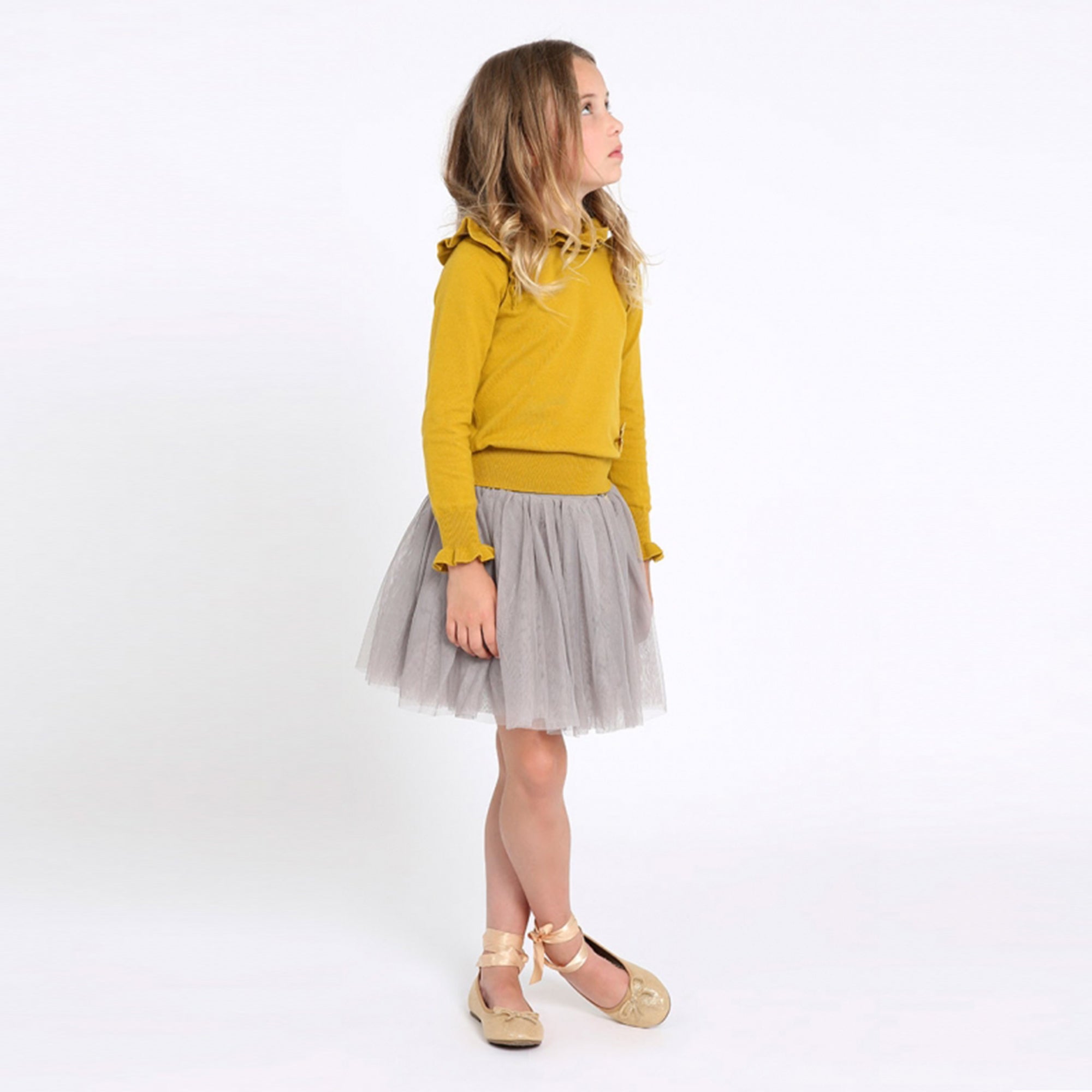 Girls Ash Grey Knitted Skirt