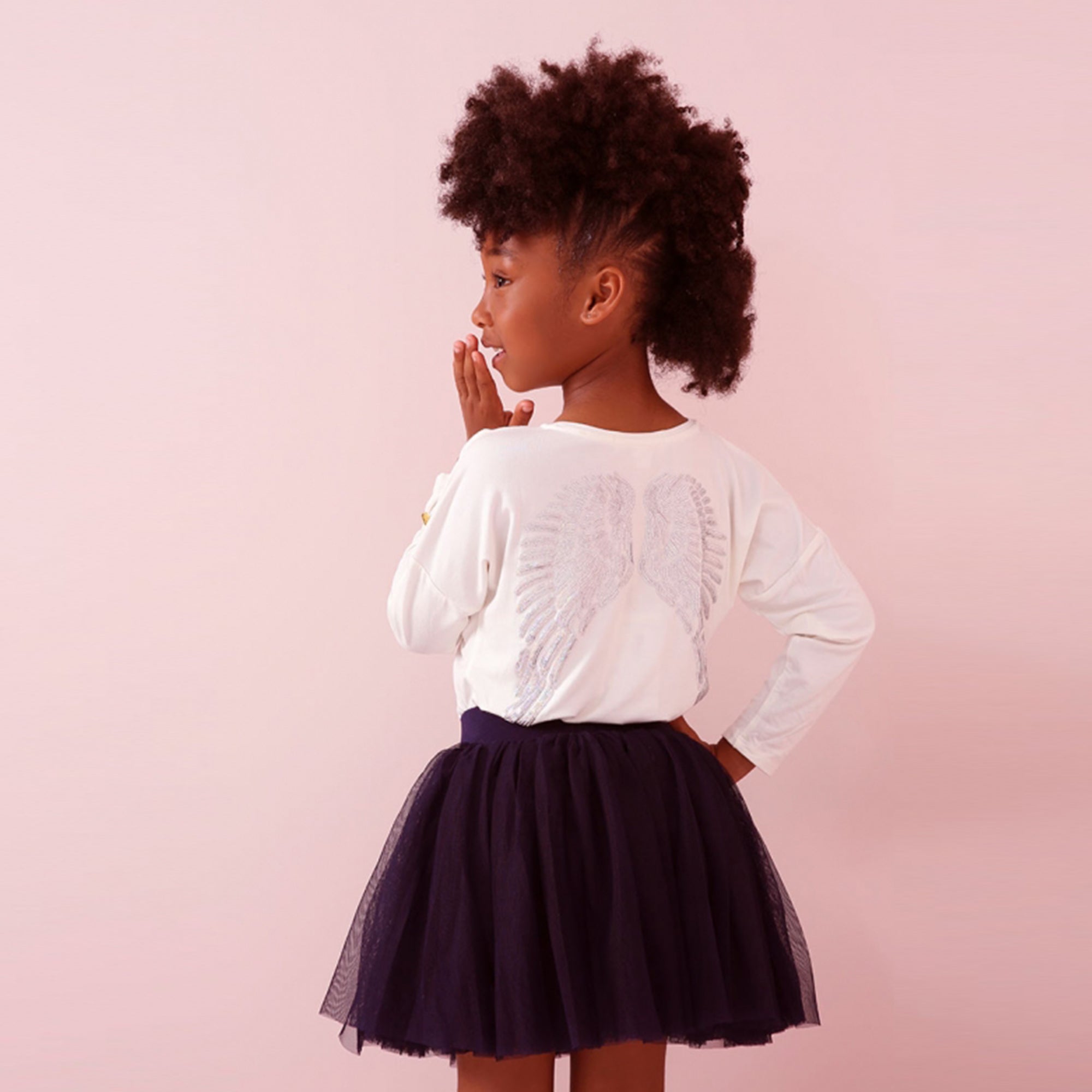 Girls Navy Knitted Skirt