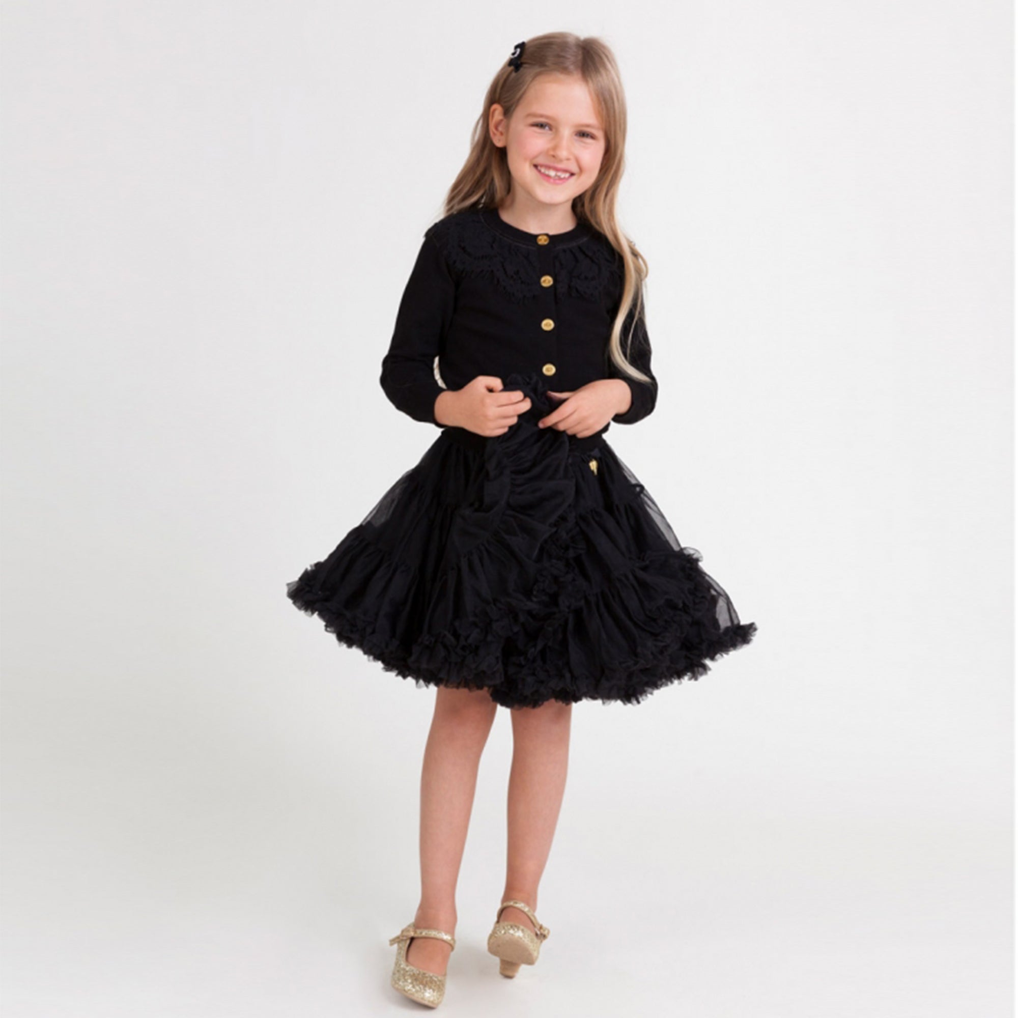 Girls Black Cotton Cardigan