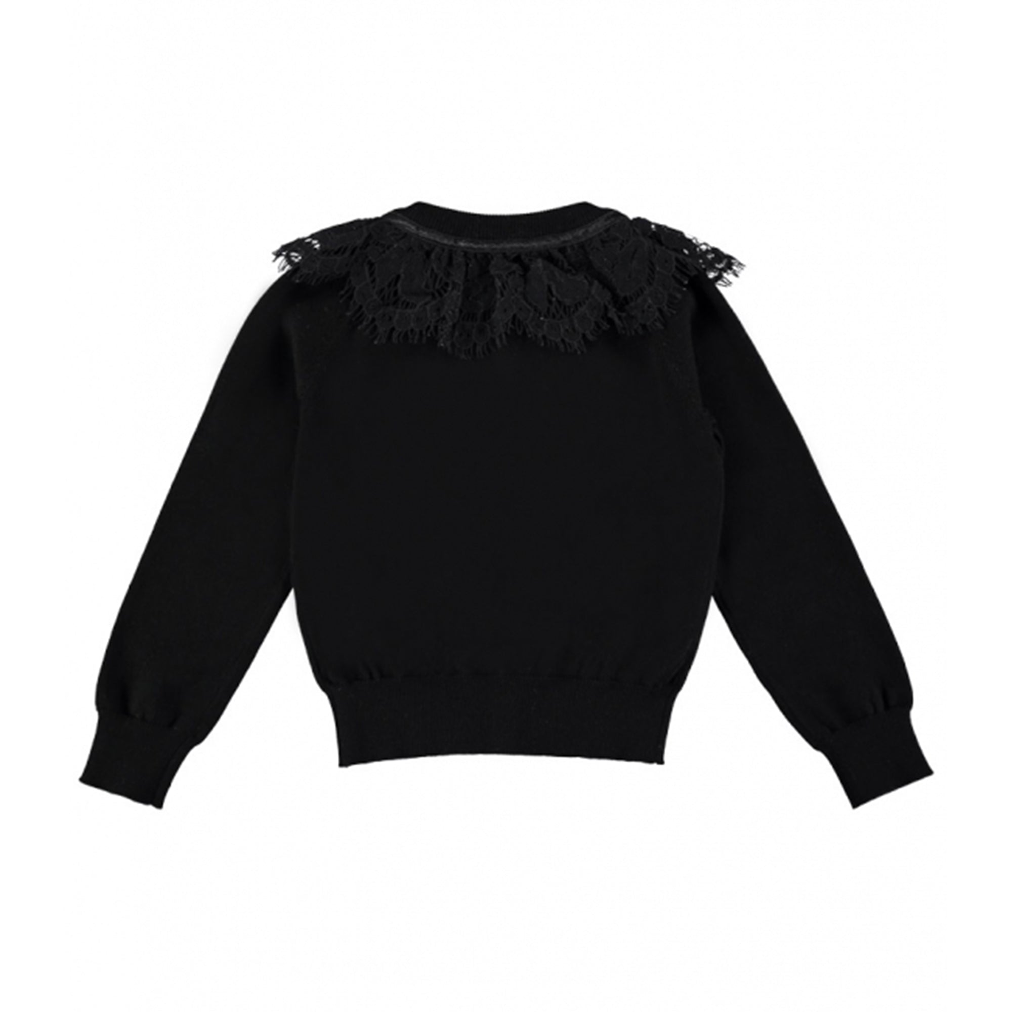 Girls Black Cotton Cardigan