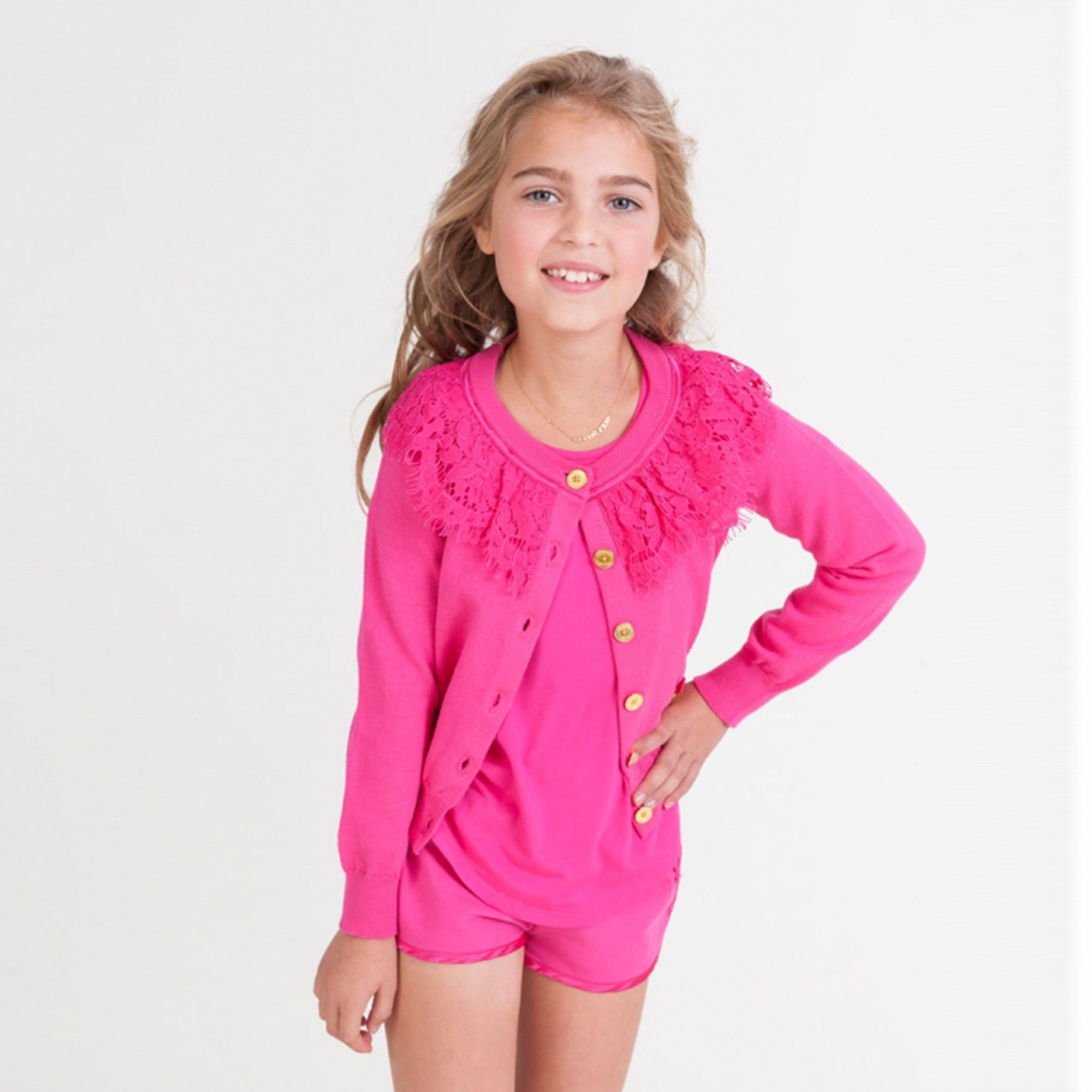Girls Blush Cotton Cardigan
