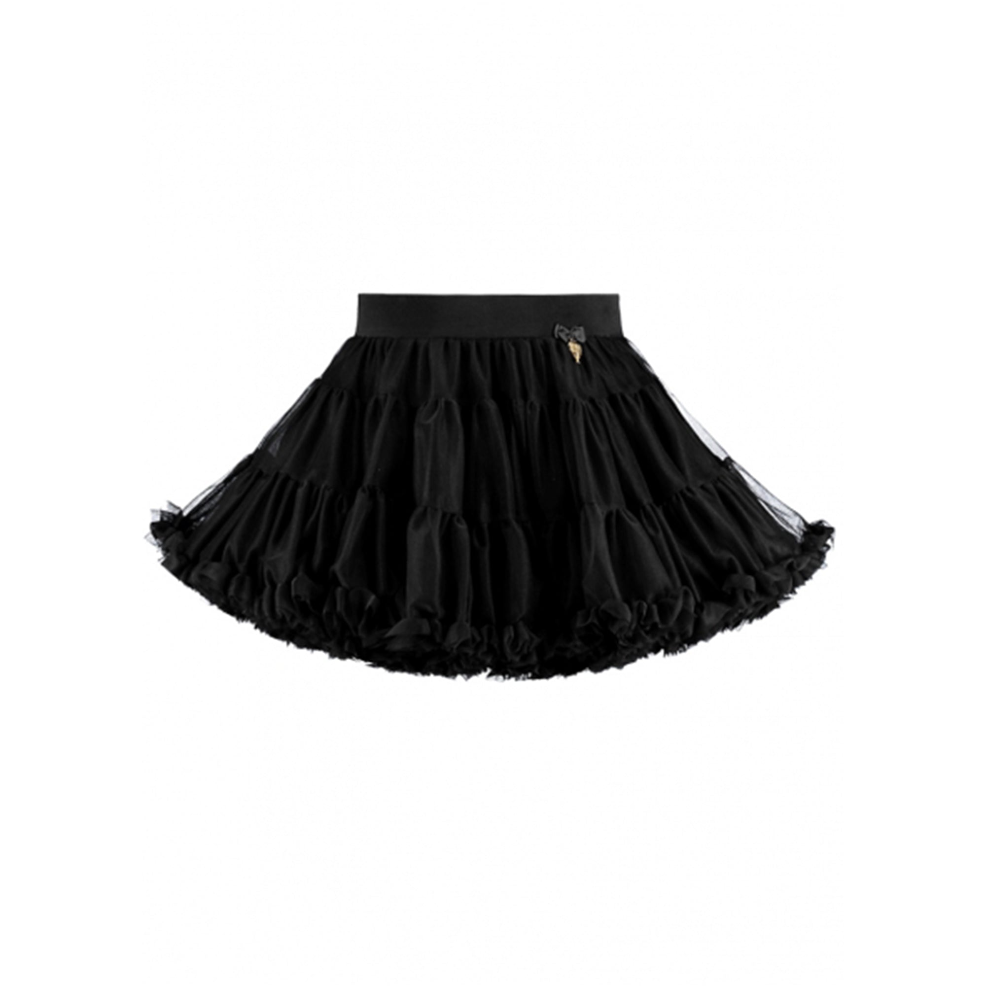 Girls Black Nylon Knitted Skirt
