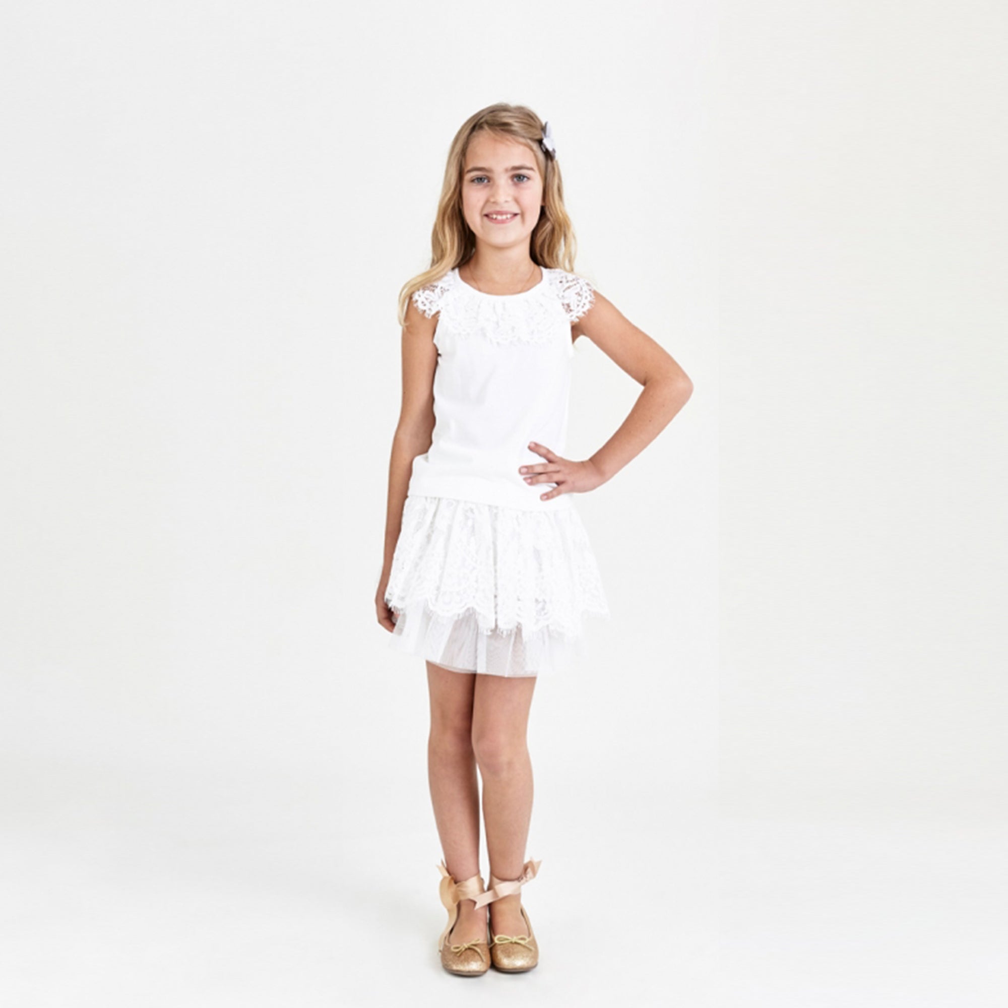 Girls White Cotton Top