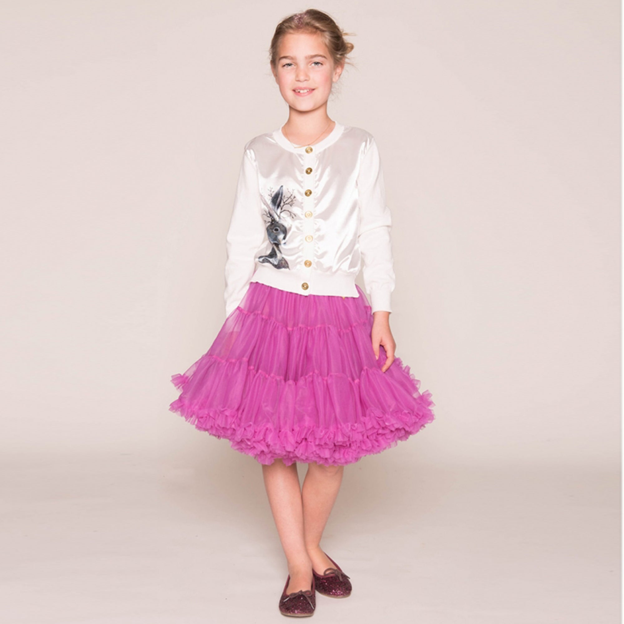 Girls Azalea Pink Nylon Knitted Skirt