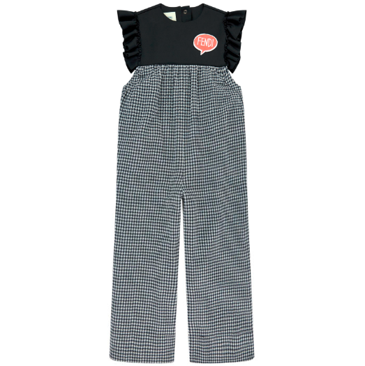 Girls Black Check Rompers