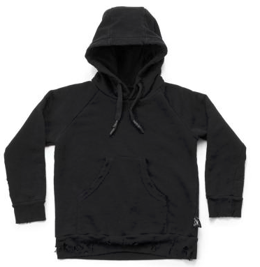 Boys & Girls Black Cotton Torn Hoodie