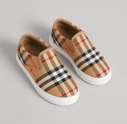 Girls & Boys Antique Yellow Check Shoes