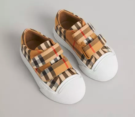 Baby Antique Yellow Check Shoes