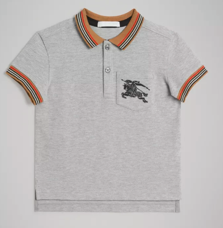 Boys Melange Grey Cotton Polo Shirt