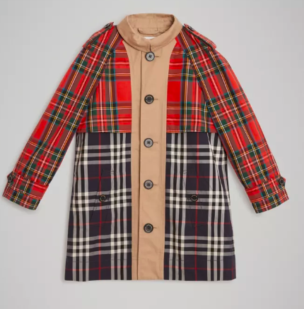 Boys Navy & Red Check Cotton Coat