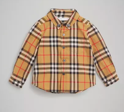 Baby Boys Antique Yellow Check Cotton Polo Shirt