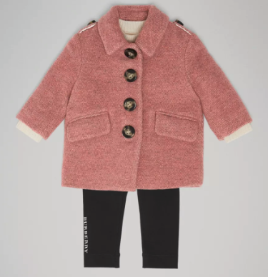 Baby Girls Rose Pink Melange Wool Coat