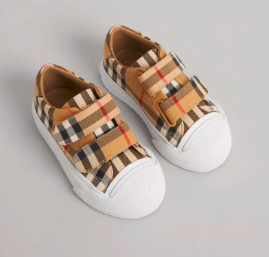 Baby Antique Yellow Check Cotton Shoes