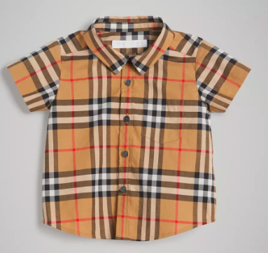 Baby Boys Antique Yellow Check Cotton Polo Shirt