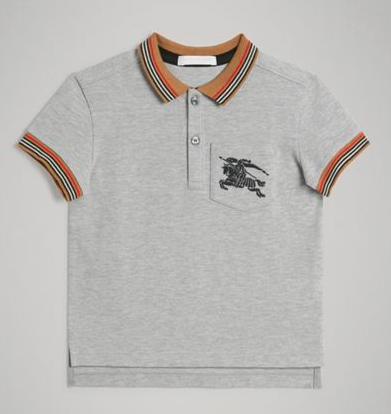 Boys Grey Cotton Polo Shirt