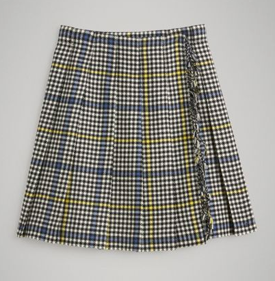 Girls Parchment Check Wool Skirt