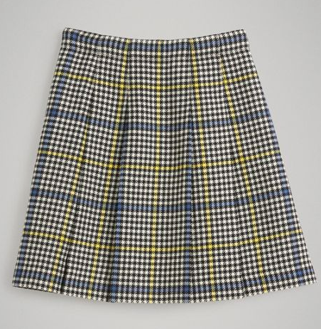 Girls Parchment Check Wool Skirt
