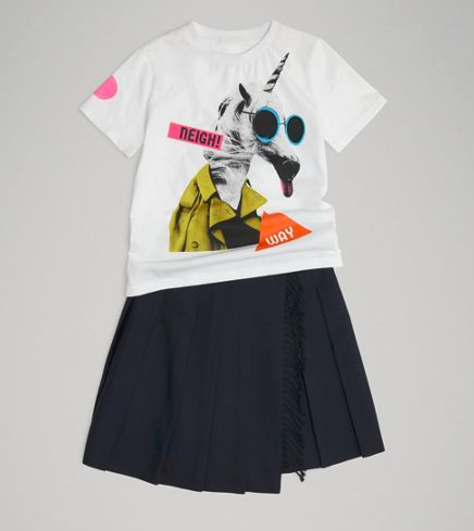 Girls White Cotton T-shirt