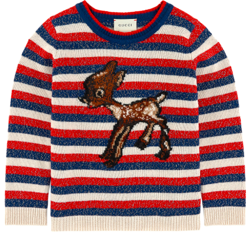 Girls Blue & Red Stripes Wool Sweater