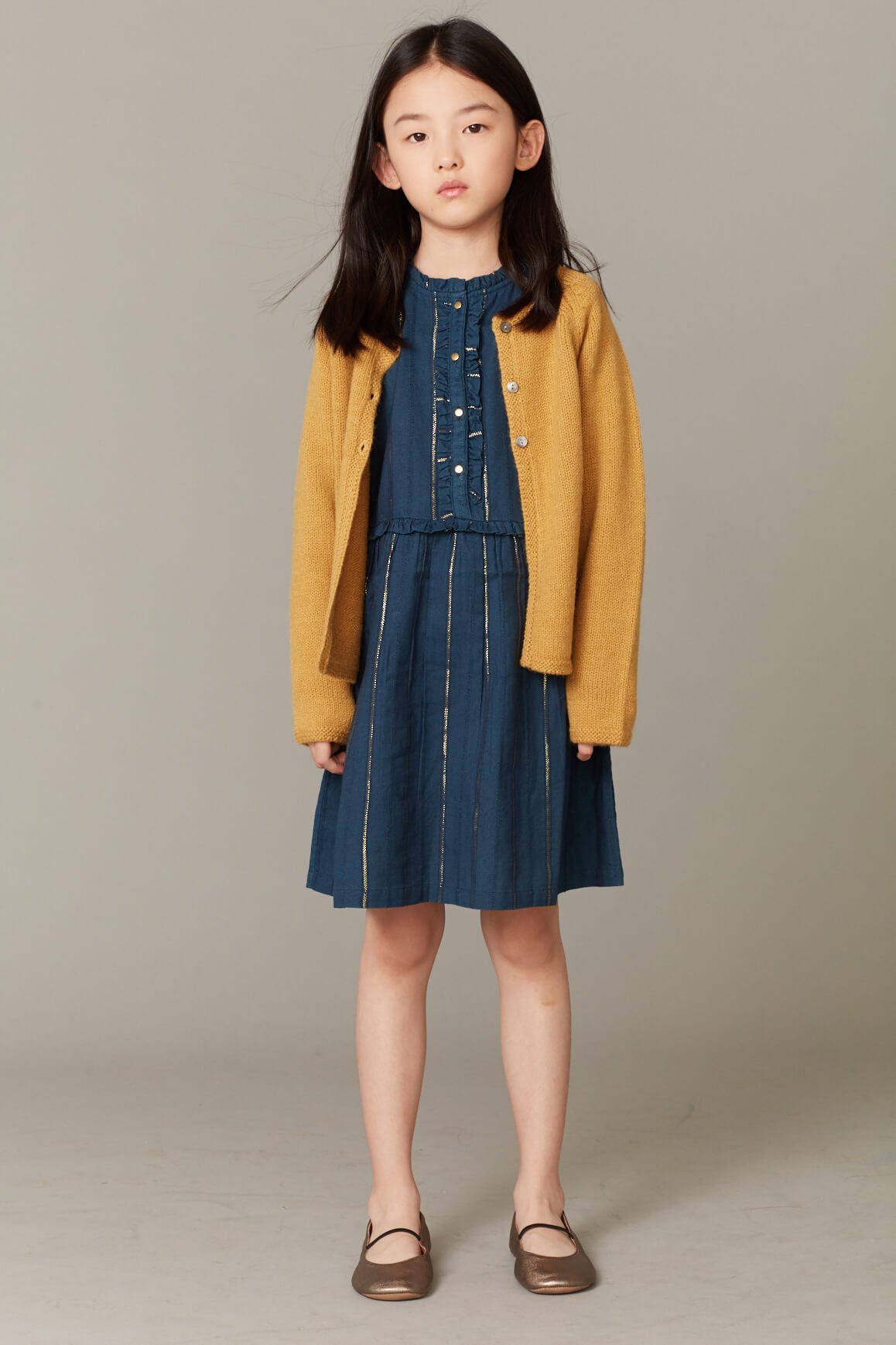 Girls Blue Waist Cotton Dress