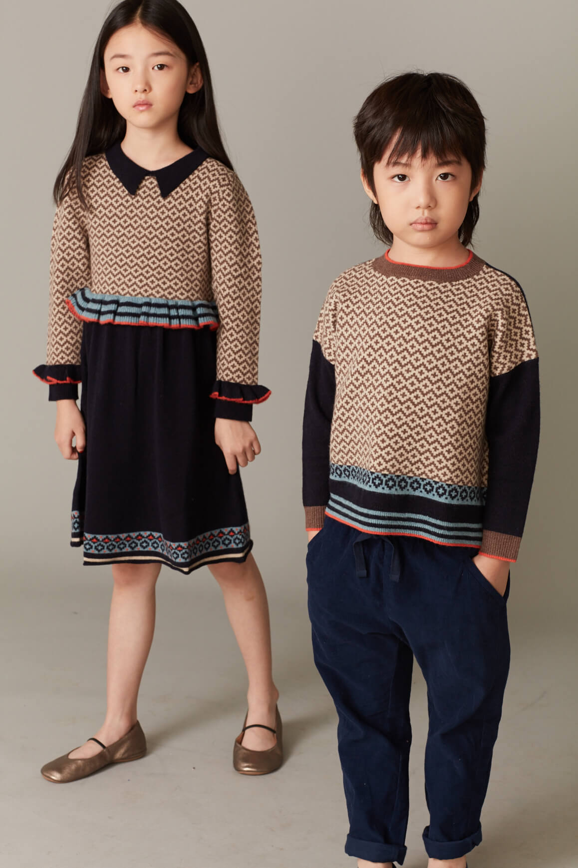 Boys & Girls Navy Check Wool Sweater