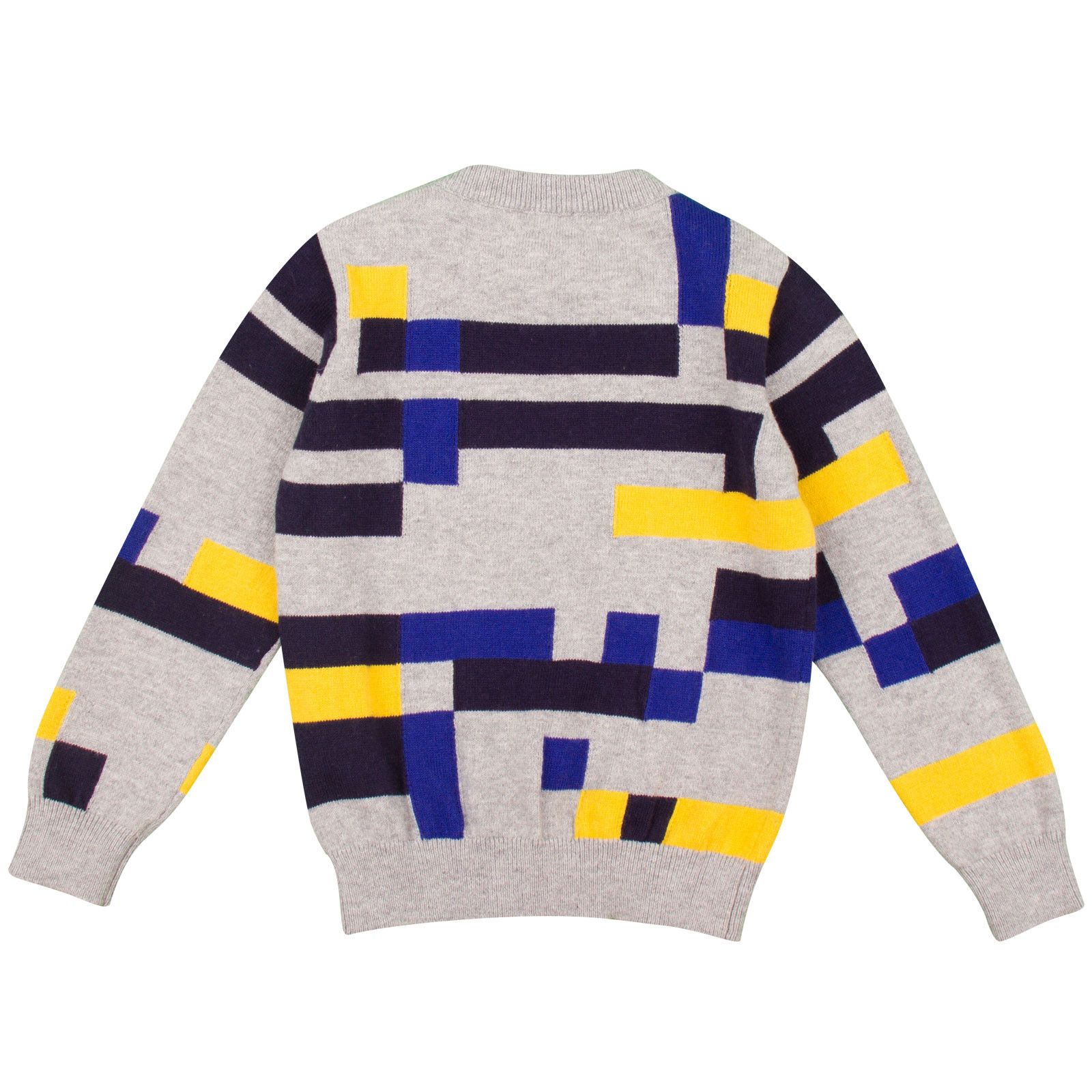 Boys Grey Cashmere Blend Knitted Colour Blocks Trims Sweater - CÉMAROSE | Children's Fashion Store - 2
