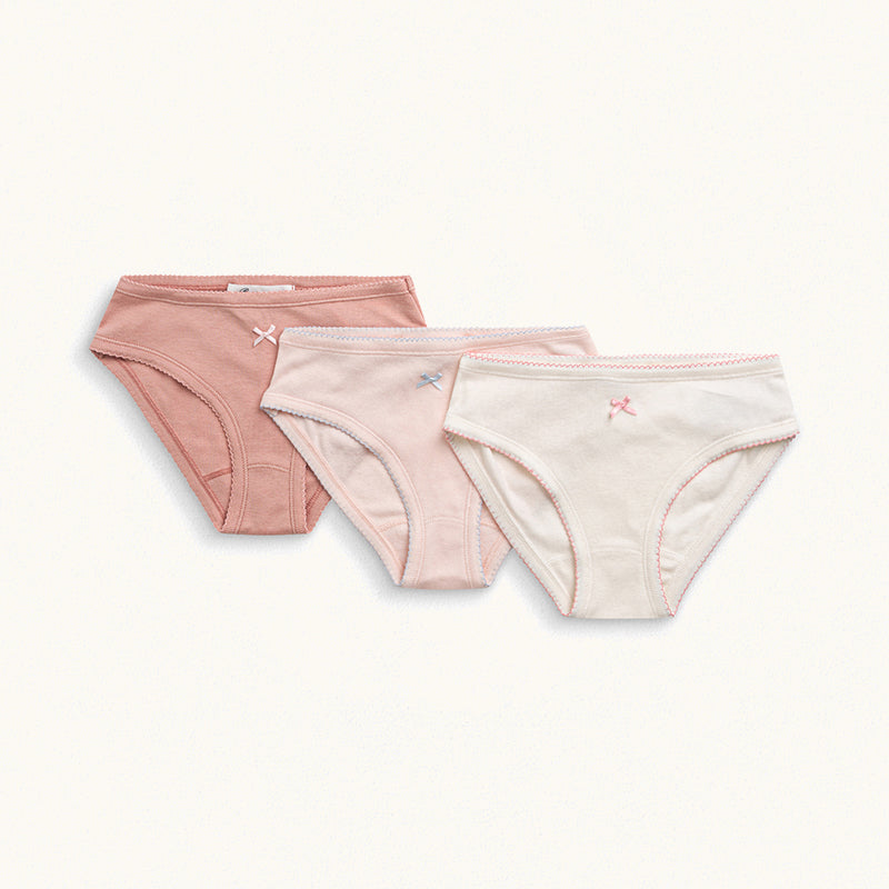 Girls Pink Cotton Panties Set (3 Pieces)
