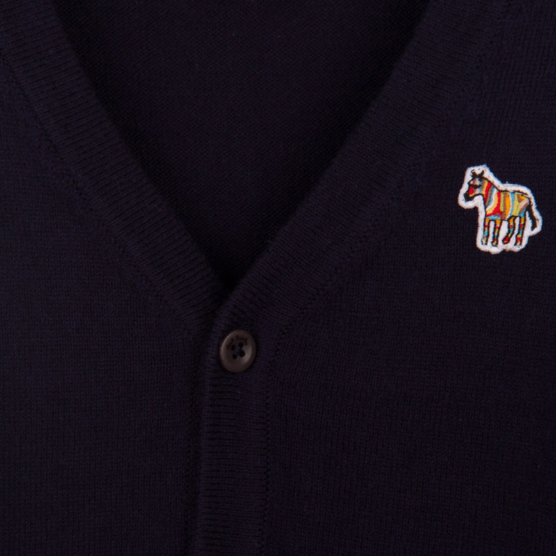 Boys Navy Blue Colour Block Cardigan With Embroidered Zebra Logo - CÉMAROSE | Children's Fashion Store - 3