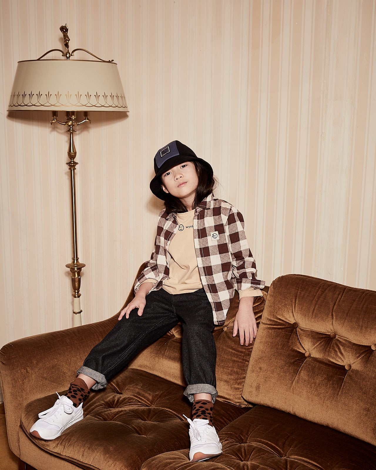 Boys & Girls Brown Check Cotton Shirt