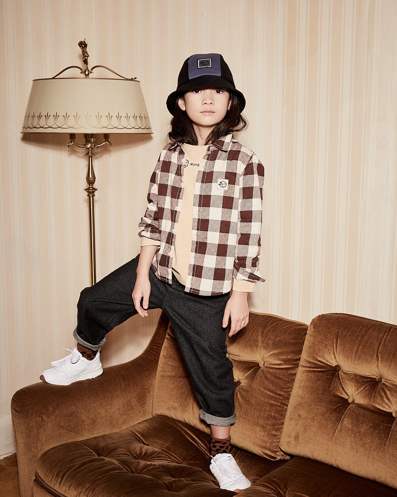 Boys & Girls Brown Check Cotton Shirt