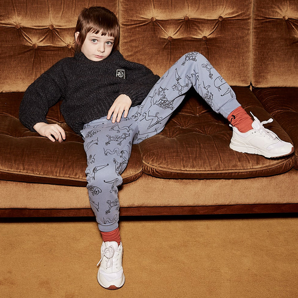 Boys & Girls Blue Printed Cotton Trousers