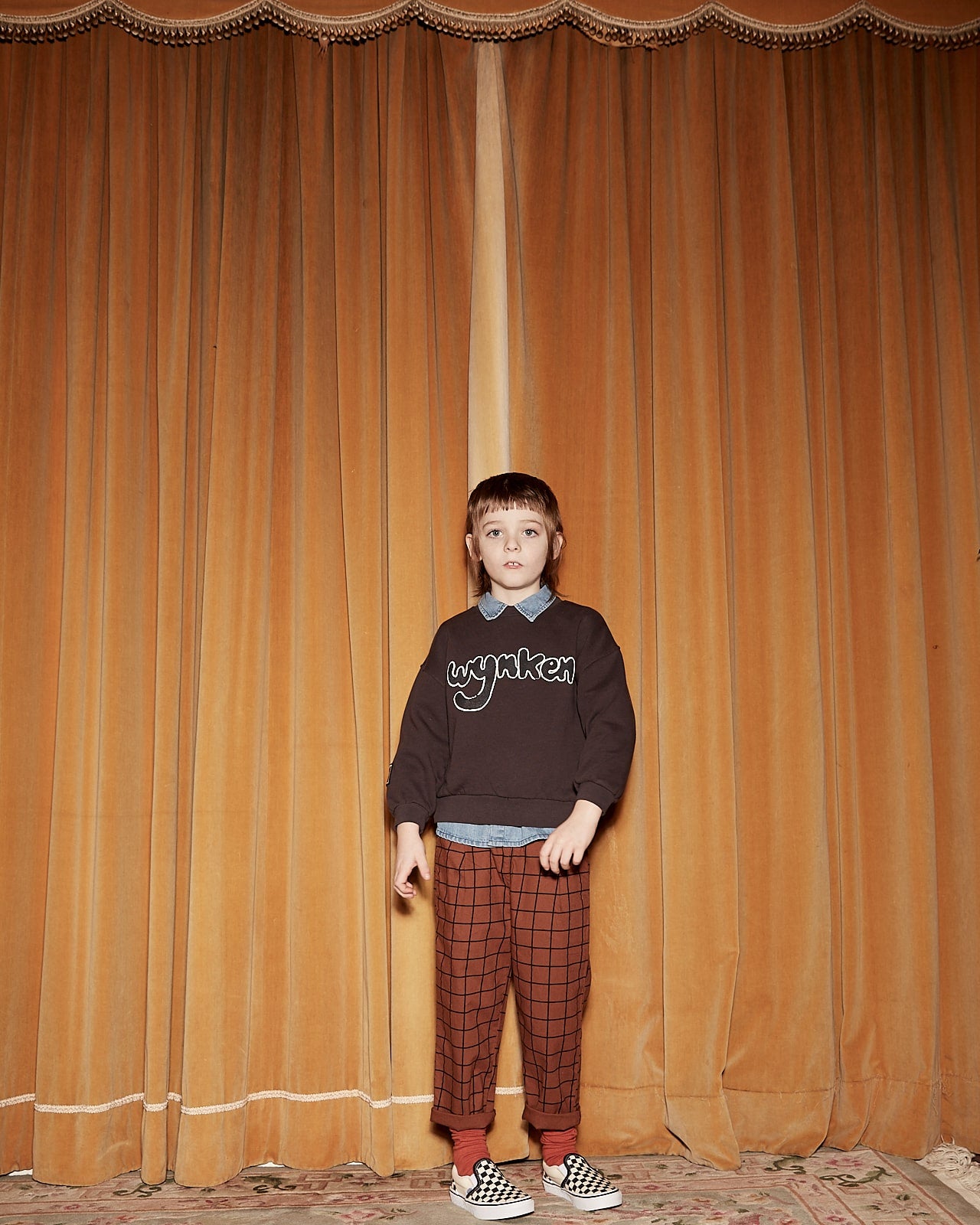 Boys & Girls Brown Check Trousers