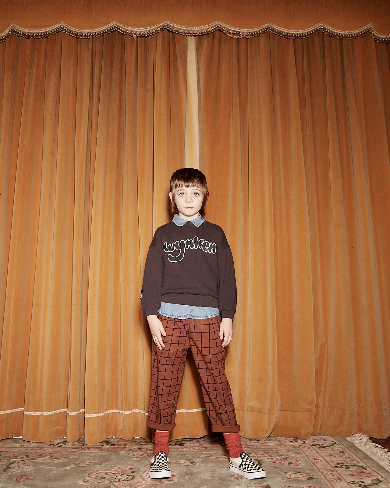 Boys & Girls Brown Check Trousers